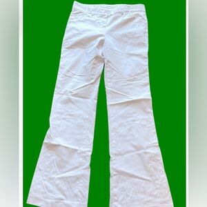 White Flare Wide Leg Cotton Stretch Flat Front Chino Pants Women's 6 EUC